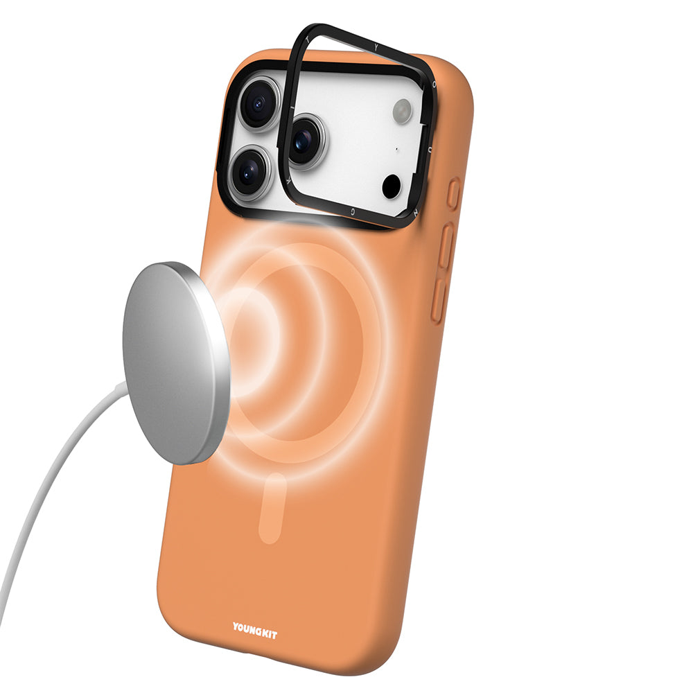 Apple iPhone 17 Pro Kılıf M-Safe Şarj Özellikli Kamera Standlı Youngkit Gel Cream Serisi Kapak Siyah