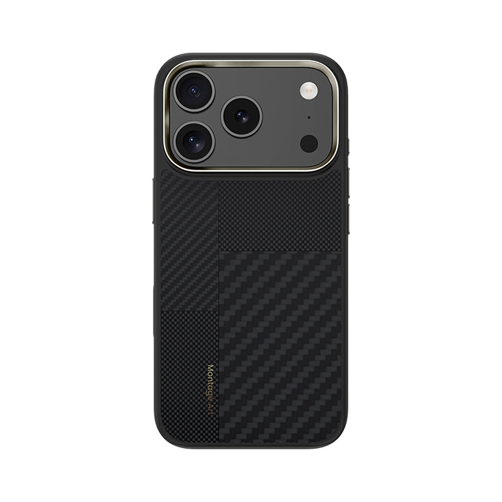 Apple iPhone 17 Pro Kılıf M-safe Şarj Özellikli Karbon Fiber Benks Montage Hybrid ArmorPro Kevlar Kapak