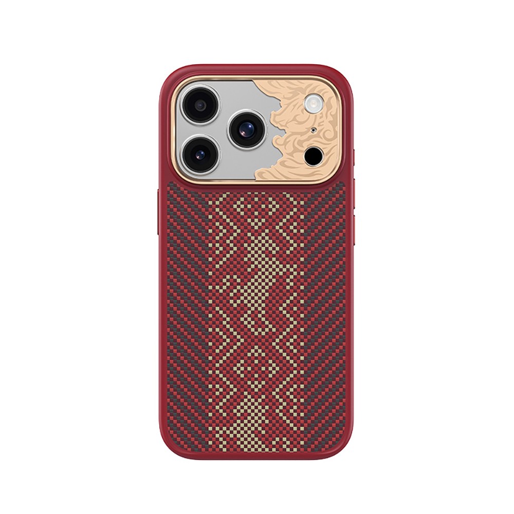 Apple iPhone 17 Pro Kılıf M-safe Şarj Özellikli Karbon Fiber Tasarımlı Benks Knight ArmorPro Kevlar Kapak