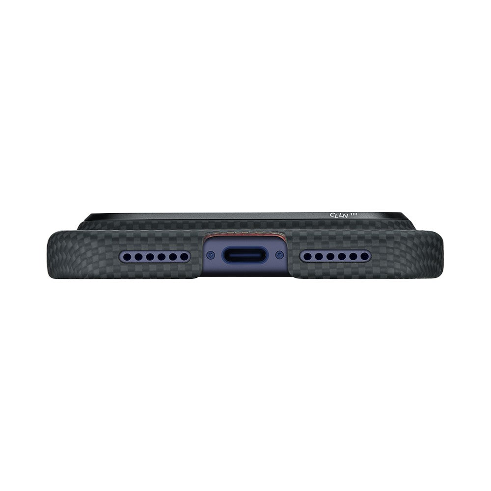 Apple iPhone 17 Pro Kılıf M-safe Şarj Özellikli Lumintex Teknolojili Fosforlu Aramid Karbon Fiber Pitaka Tactile Woven Aries Serisi Kapak