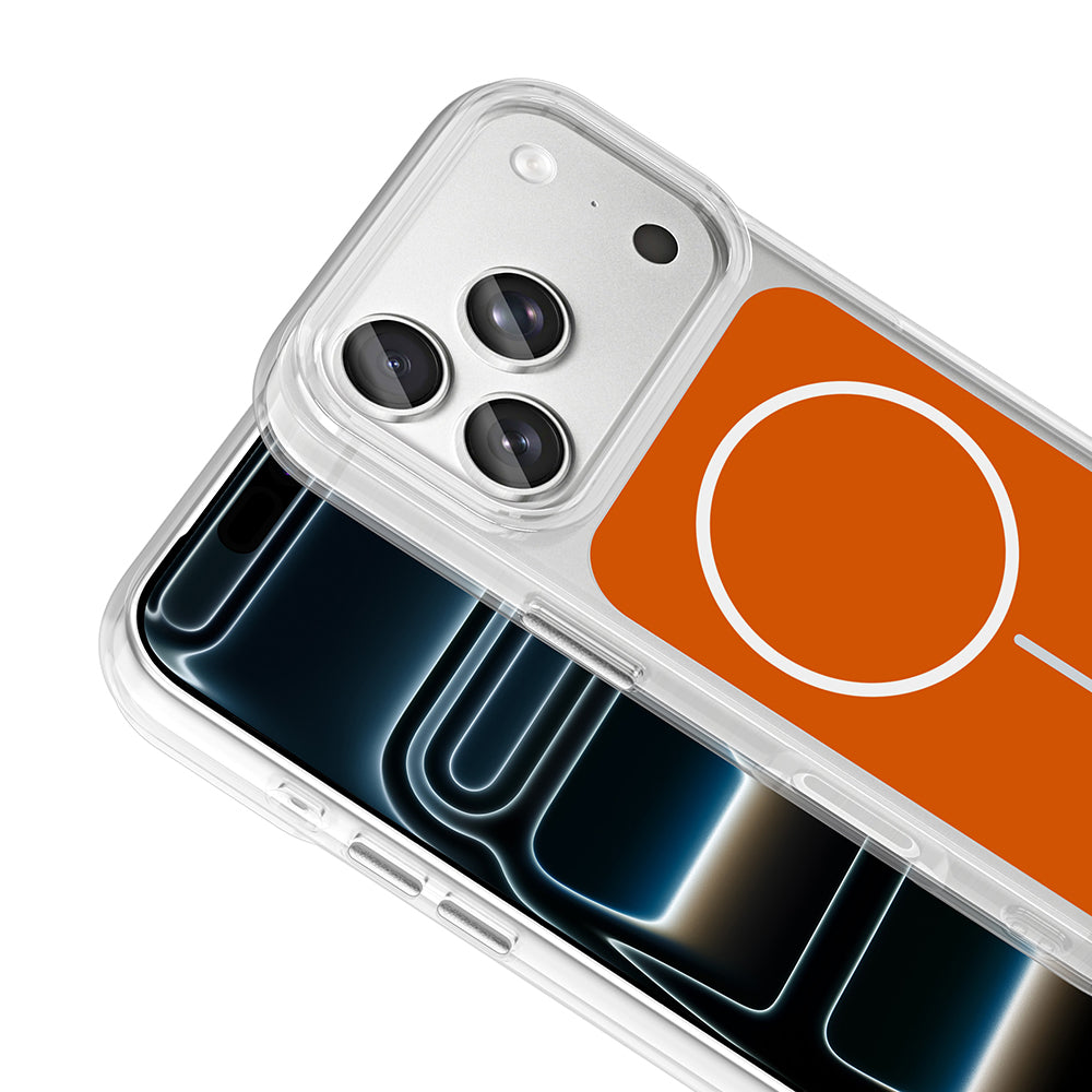 Apple iPhone 17 Pro Kılıf M-Safe Şarj Özellikli Metal Buton Tasarımlı Zore İkonik Sert Silikon Kapak Beyaz