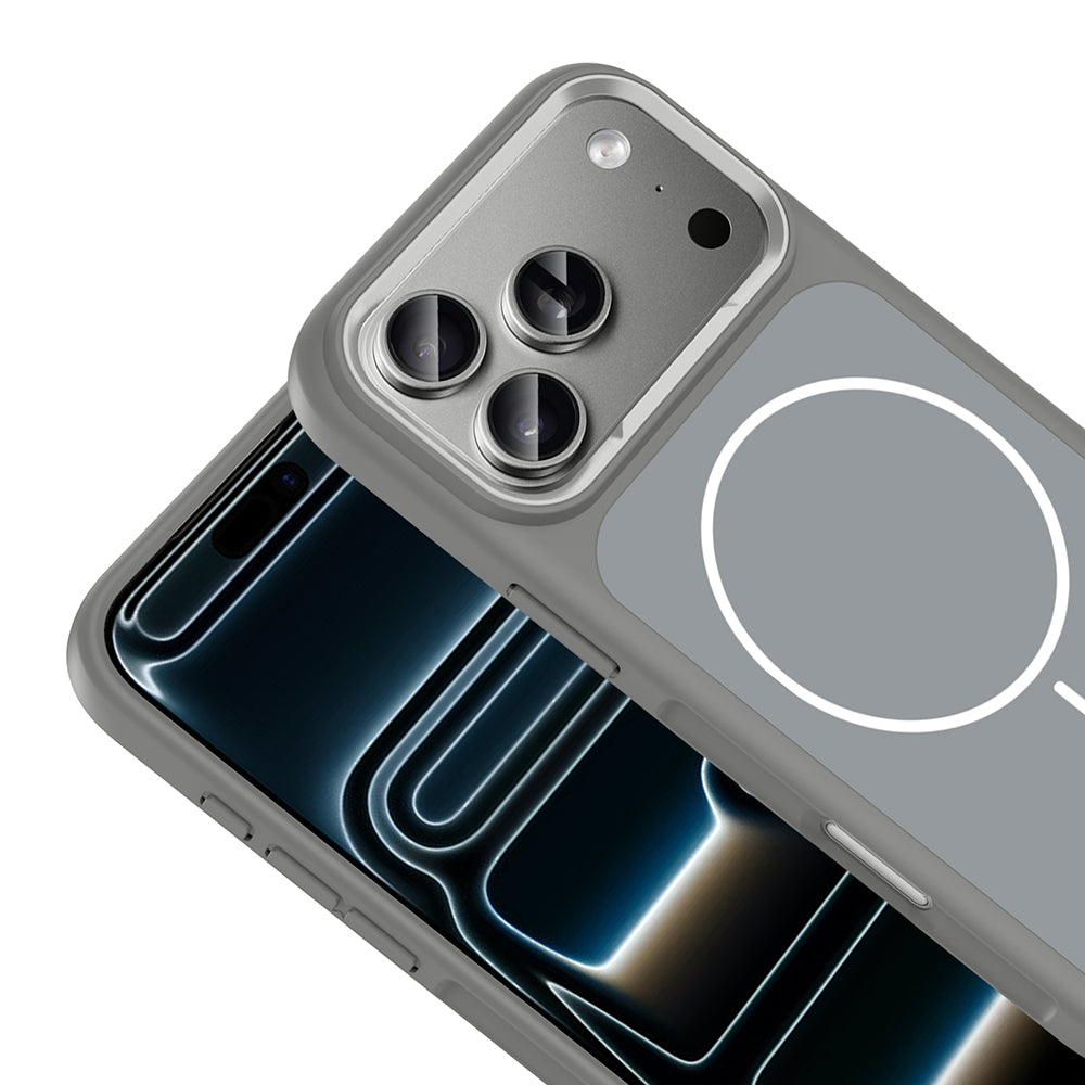 Apple iPhone 17 Pro Kılıf M-Safe Şarj Özellikli Metal Kamera Çerçeveli Zore Sanremo Silikon Kapak Siyah