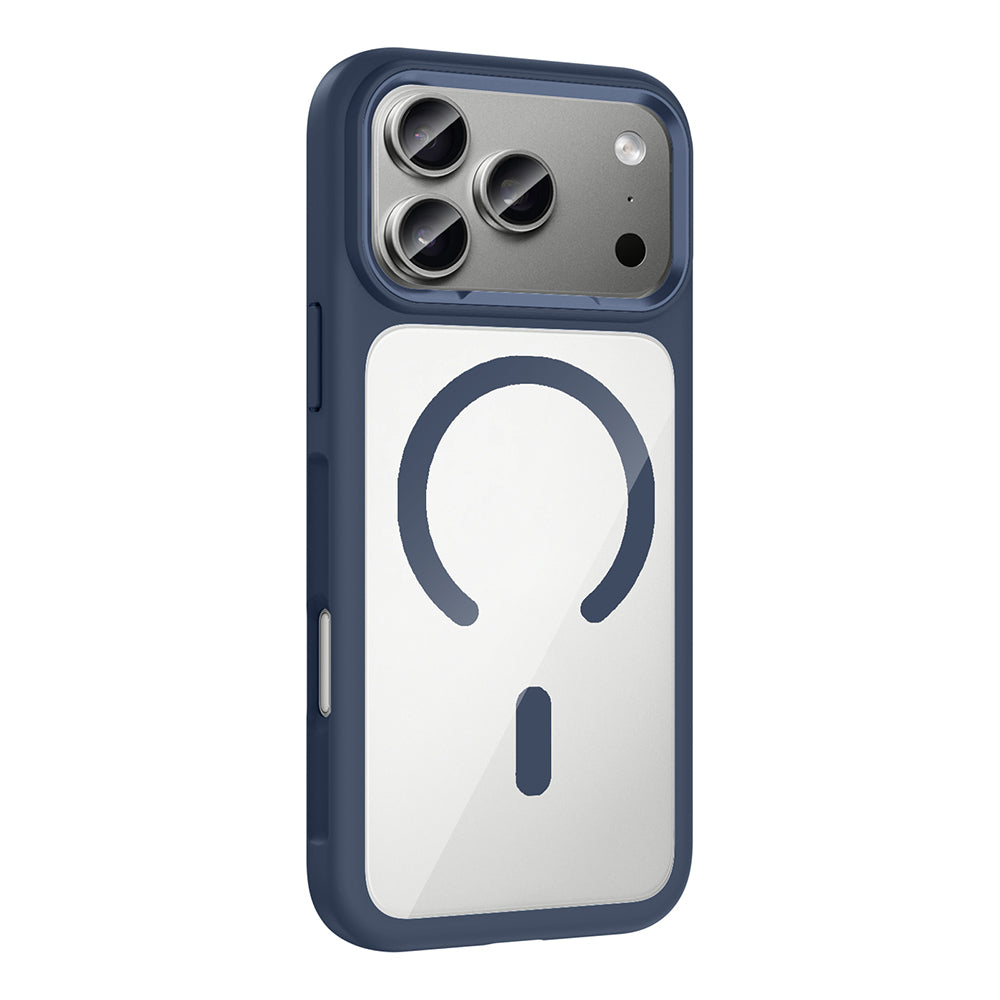 Apple iPhone 17 Pro Kılıf M-Safe Şarj Özellikli Metal Kamera Çerçeveli Zore Tiko Kapak Lacivert