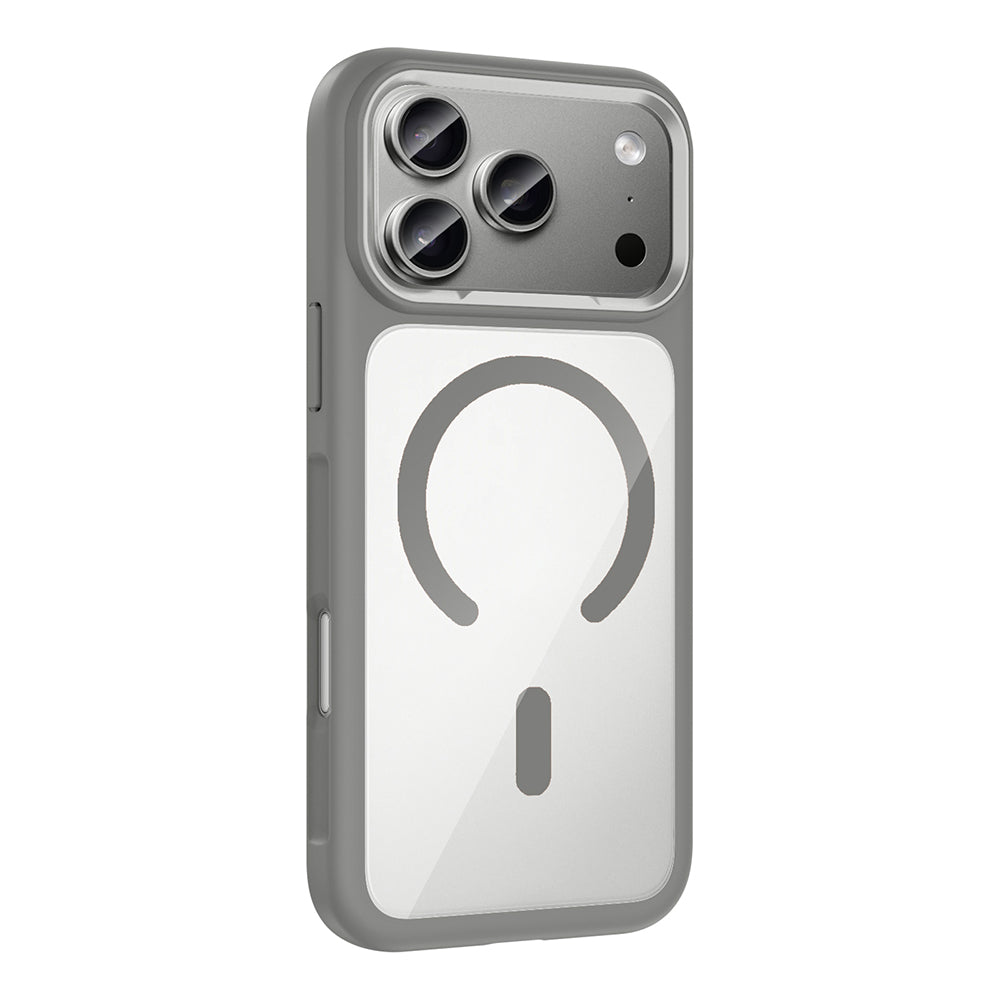 Apple iPhone 17 Pro Kılıf M-Safe Şarj Özellikli Metal Kamera Çerçeveli Zore Tiko Kapak Turuncu