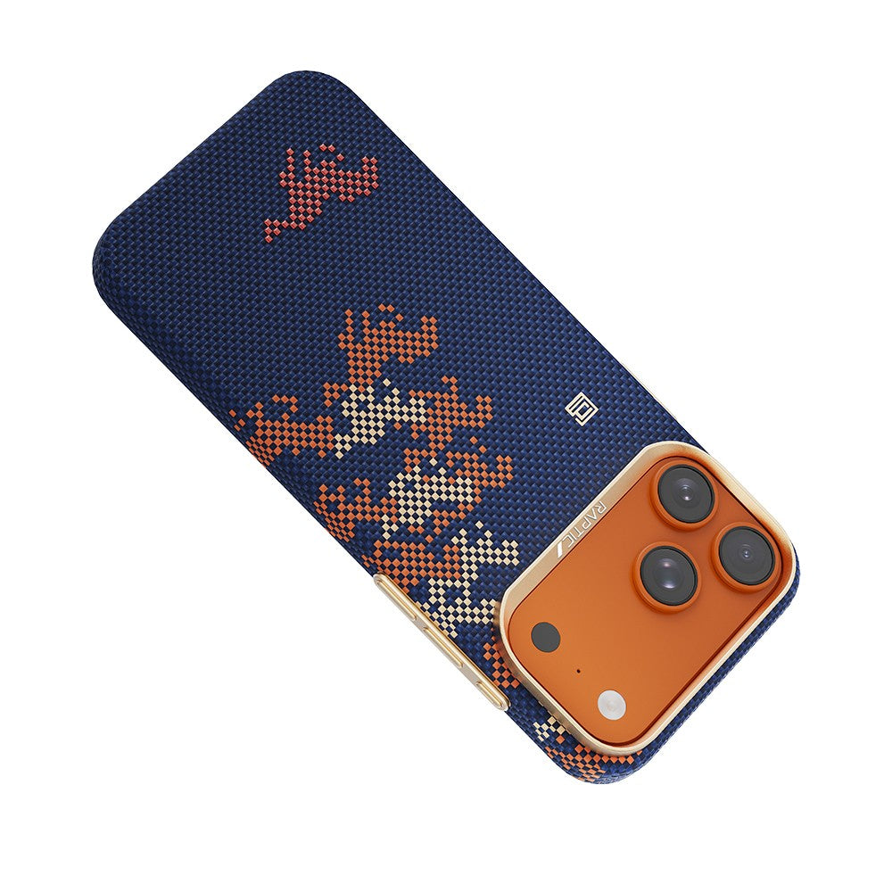 Apple iPhone 17 Pro Kılıf M-safe Şarj Özellikli Raptic Aramid Skin Chivalry Serisi Karbon Kapak