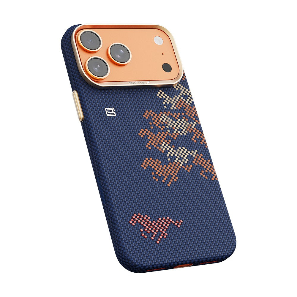 Apple iPhone 17 Pro Kılıf M-safe Şarj Özellikli Raptic Aramid Skin Chivalry Serisi Karbon Kapak