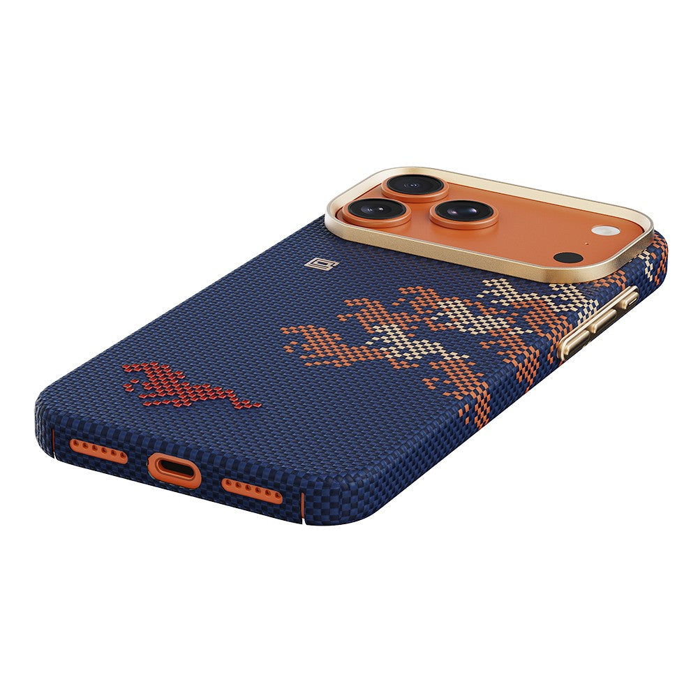 Apple iPhone 17 Pro Kılıf M-safe Şarj Özellikli Raptic Aramid Skin Chivalry Serisi Karbon Kapak