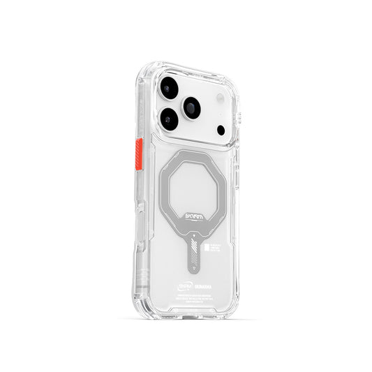 Apple iPhone 17 Pro Kılıf M-safe Şarj Özellikli Şeffaf Airbag Tasarımlı Skinarma Saido Mag-Charge Kapak Füme