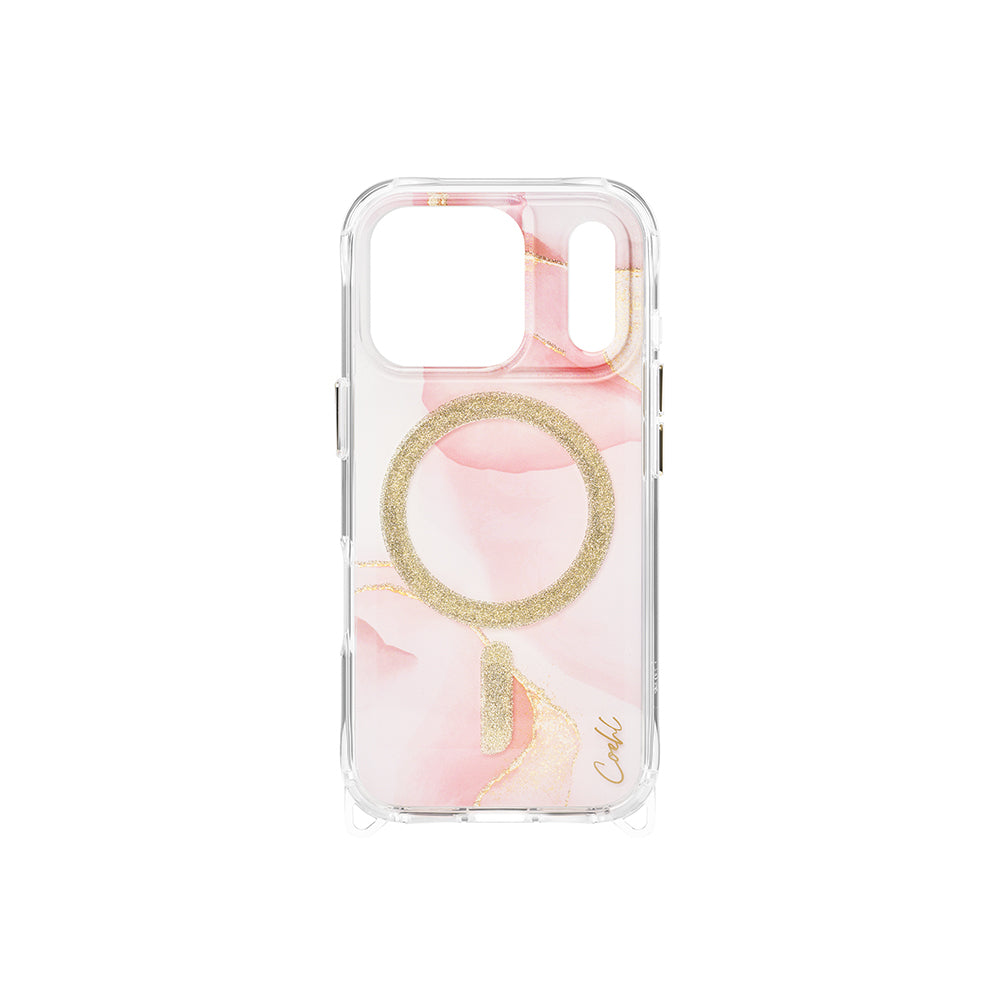 Apple iPhone 17 Pro Kılıf M-safe Şarj Özellikli Simli Magnetik Coehl Aeris Kapak Pembe