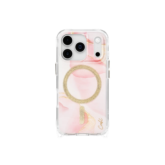 Apple iPhone 17 Pro Kılıf M-safe Şarj Özellikli Simli Magnetik Coehl Aeris Kapak Pembe