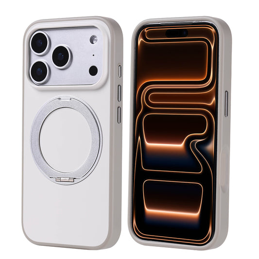 Apple iPhone 17 Pro Kılıf M-Safe Şarj Özellikli Standlı Zore Proton Silikon Kapak Gri