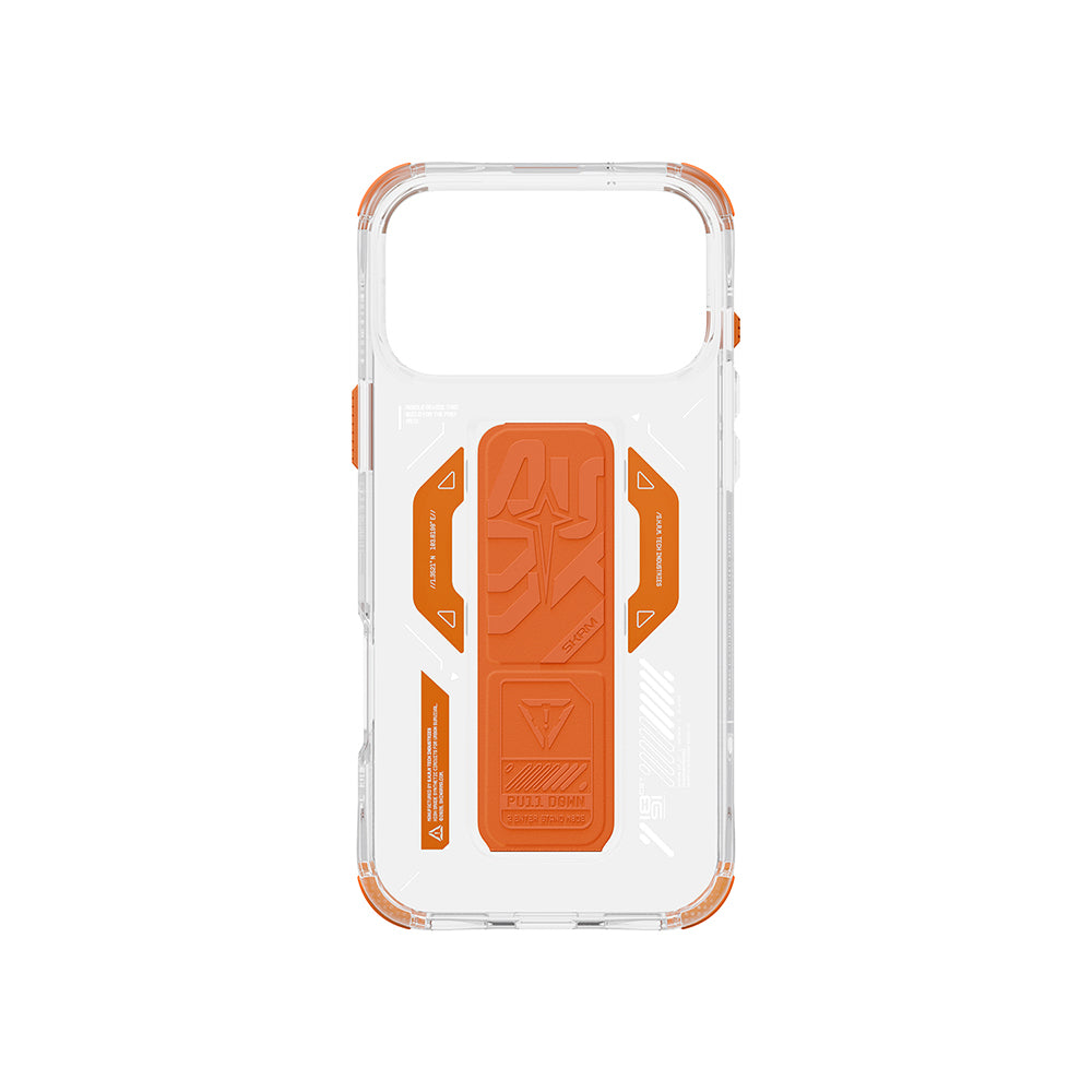 Apple iPhone 17 Pro Kılıf M-safe Şarj Özellikli Teknoloji Desenli Skinarma Helio Mag Charge Standlı Kapak Füme