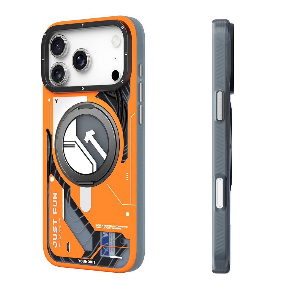 Apple iPhone 17 Pro Kılıf M-safe Şarj Özellikli Youngkit Starship Serisi Kapak Turuncu