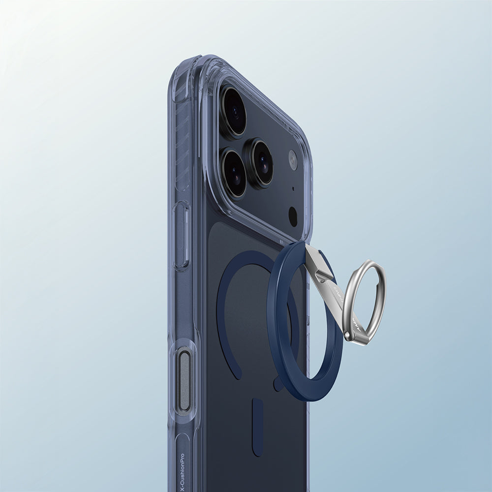 Apple iPhone 17 Pro Kılıf M-safe Şarj Özellikli Yüzük Standlı Amazingthing Titan Pro Serisi Kapak Mavi