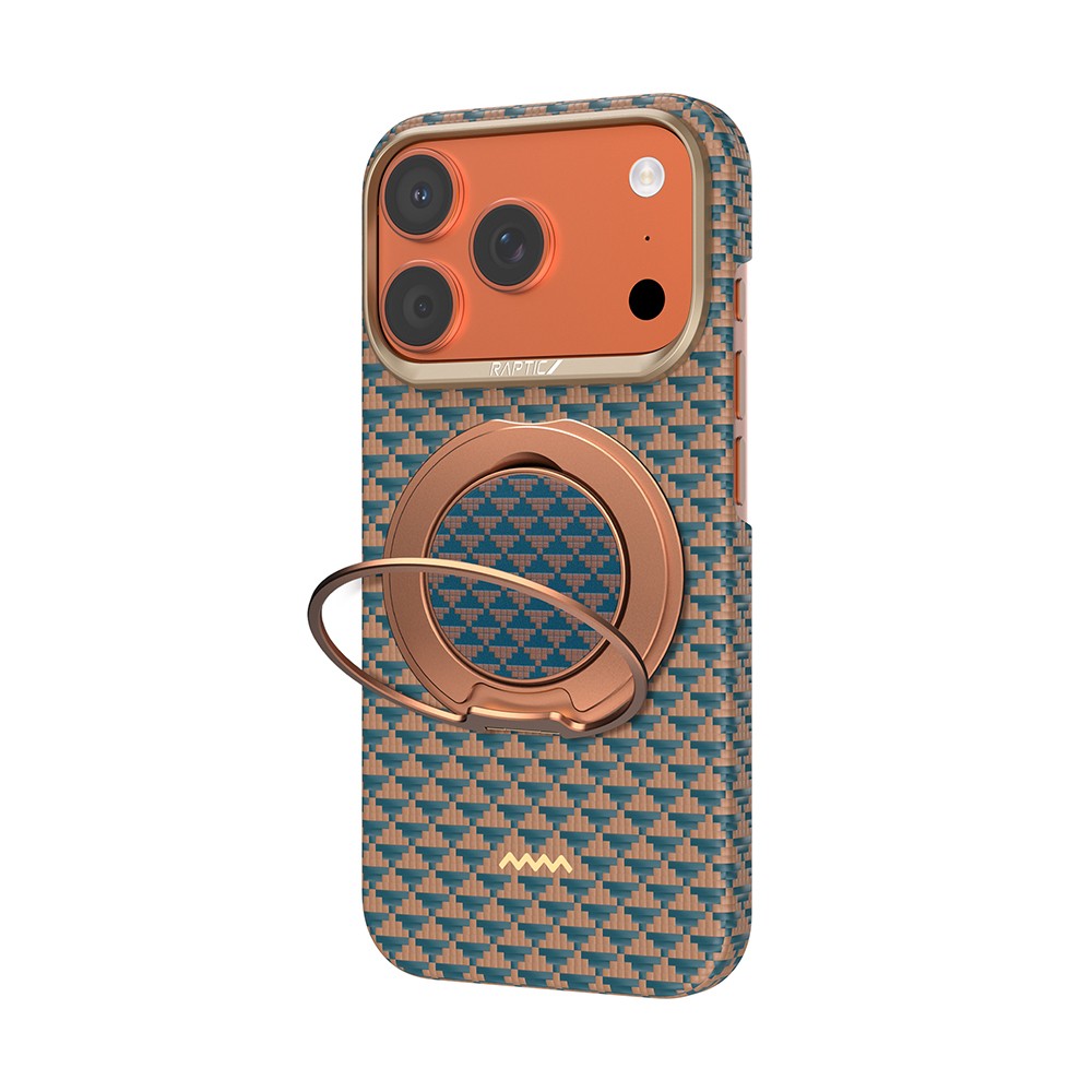 Apple iPhone 17 Pro Kılıf Raptic 2in1 Bundle Kit Aramid Skin Destiny Serisi Stand ve Karbon Kapak