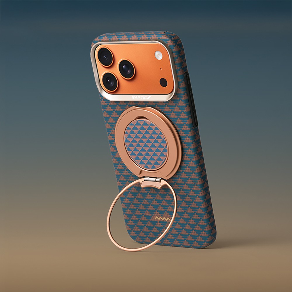 Apple iPhone 17 Pro Kılıf Raptic 2in1 Bundle Kit Aramid Skin Destiny Serisi Stand ve Karbon Kapak
