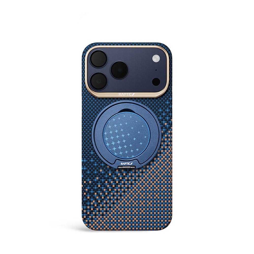 Apple iPhone 17 Pro Kılıf Raptic 2in1 Bundle Kit Aramid Skin Serenity Serisi Stand ve Karbon Kapak