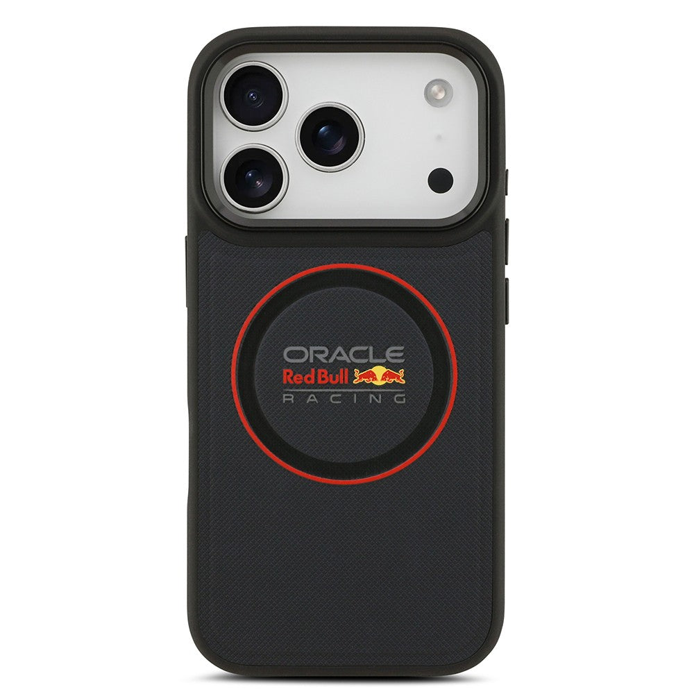Apple iPhone 17 Pro Kılıf Redbull Orjinal Lisanslı M-safe Şarj Özellikli Kırmızı Halka ve Logo Kabartmalı PU Deri Kapak