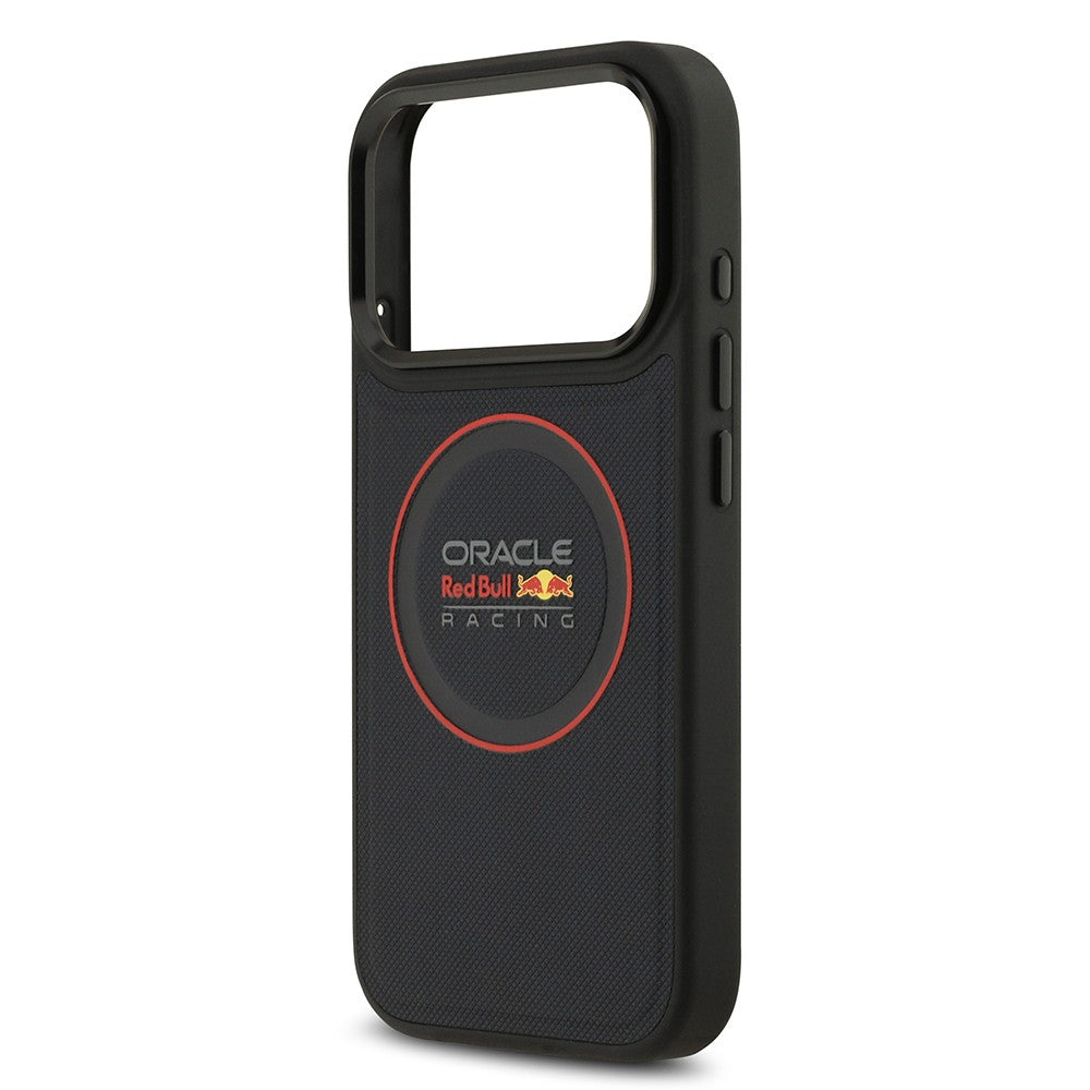 Apple iPhone 17 Pro Kılıf Redbull Orjinal Lisanslı M-safe Şarj Özellikli Kırmızı Halka ve Logo Kabartmalı PU Deri Kapak