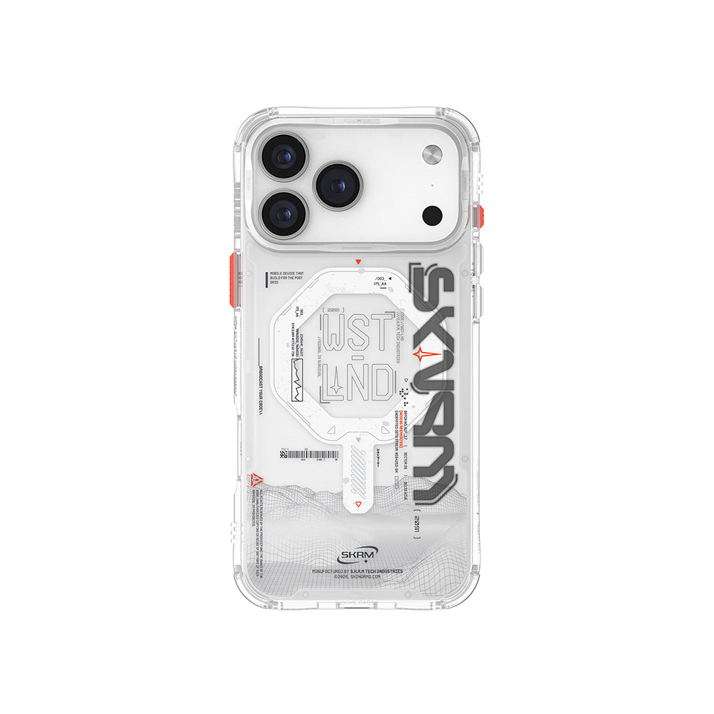 Apple iPhone 17 Pro Kılıf Skinarma M-safe Şarj Özellikli Yazı Desenli Airbag Tasarımlı Sonix Kapak Siyah