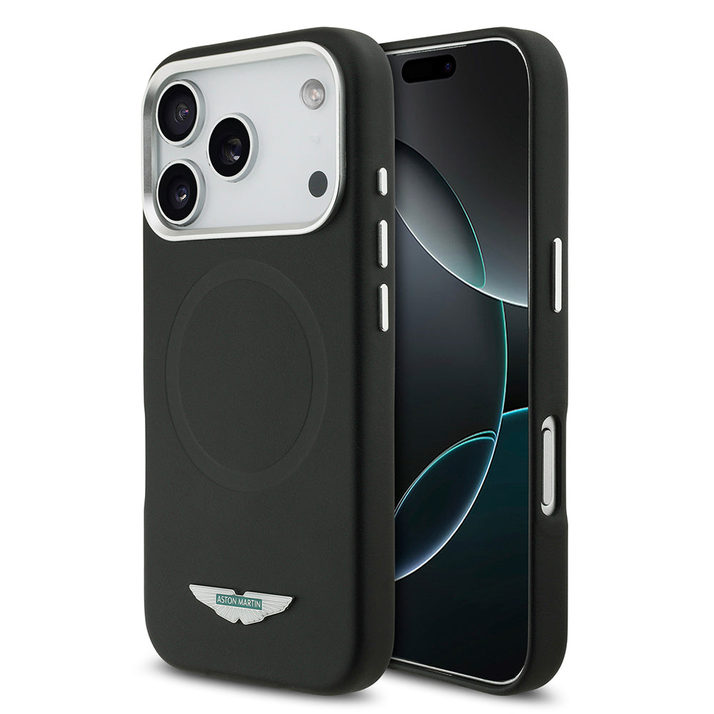 Apple iPhone 17 Pro Max Kılıf Aston Martin Orjinal Lisanslı M-safe Şarj Özellikli Metal Logolu PU Deri Kapak