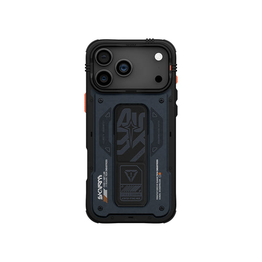 Apple iPhone 17 Pro Max Kılıf Desenli Airbag Tasarımlı Standlı Skinarma Aegis Kapak Gri