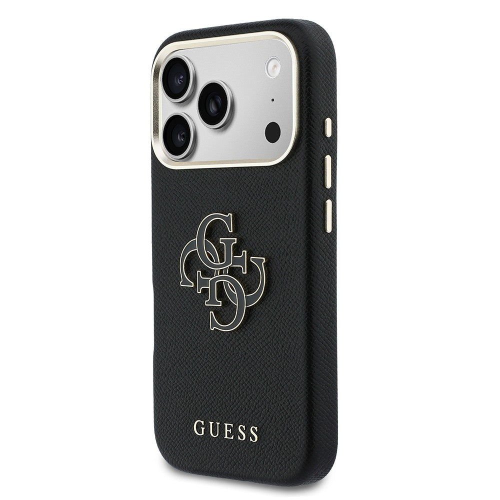 Apple iPhone 17 Pro Max Kılıf Guess Orjinal Lisanslı 4G Büyük Metal Kamera Çerçeveli PU Deri Resin Kapak