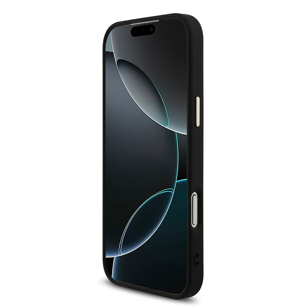 Apple iPhone 17 Pro Max Kılıf Guess Orjinal Lisanslı 4G Büyük Metal Kamera Çerçeveli ve Logolu Glitter Kapak Siyah