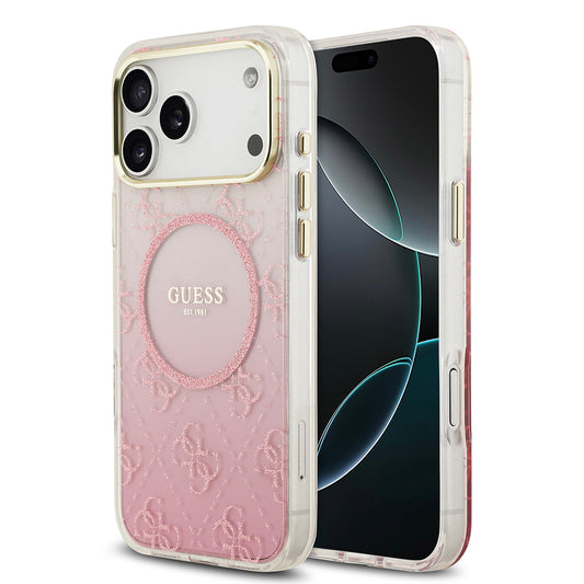 Apple iPhone 17 Pro Max Kılıf Guess Orjinal Lisanslı M-safe Şarj Özellikli 4G Desenli Simli Silikon Kapak