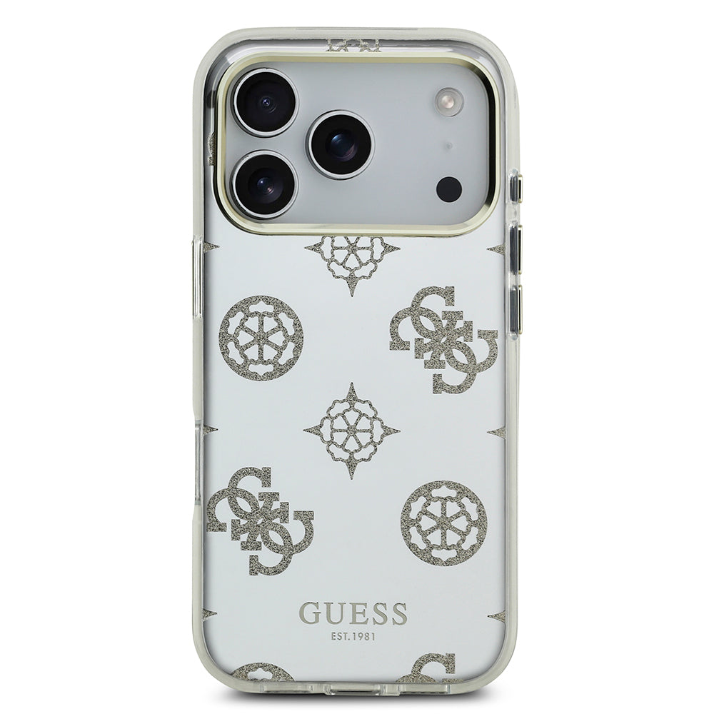 Apple iPhone 17 Pro Max Kılıf Guess Orjinal Lisanslı Metal Kamera Çerçeveli Simli Aynalı Kapak Gümüş