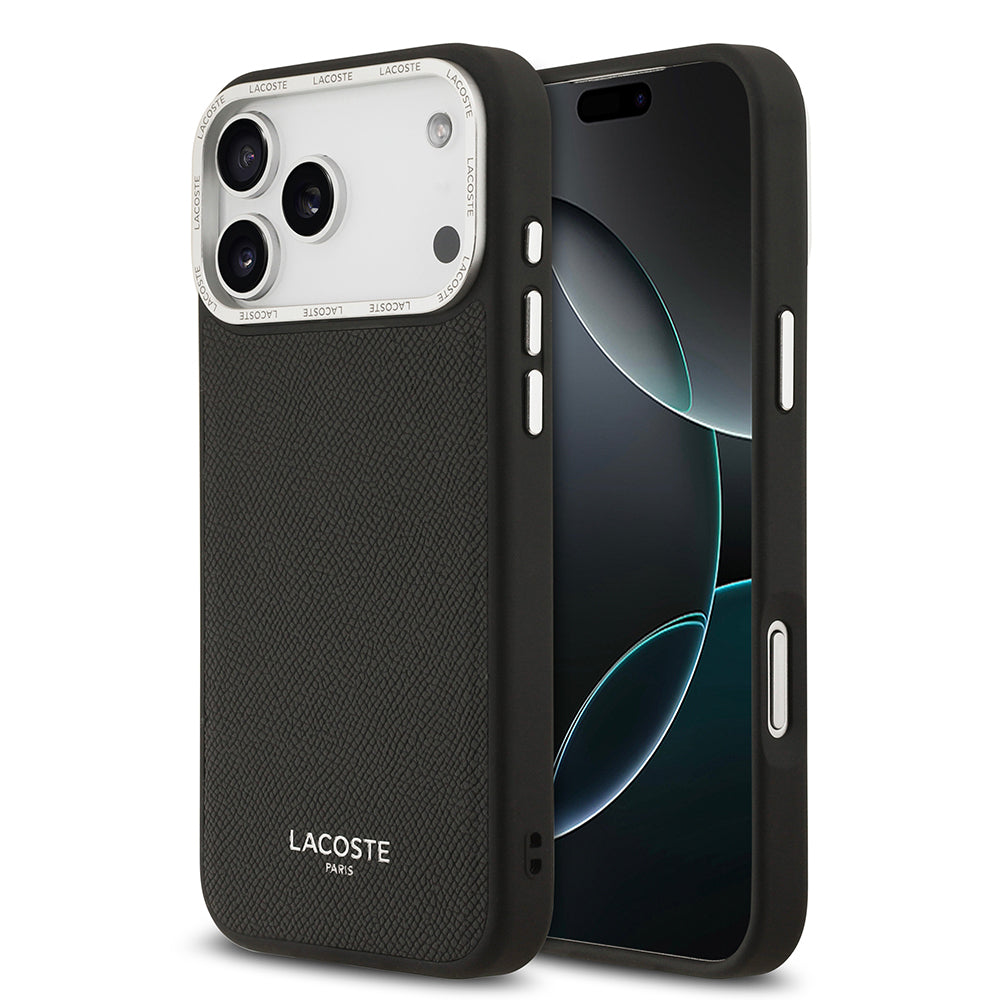 Apple iPhone 17 Pro Max Kılıf Lacoste Orjinal Lisanslı M-safe Şarj Özellikli Champs Elysees PU Deri Tasarımlı Kapak