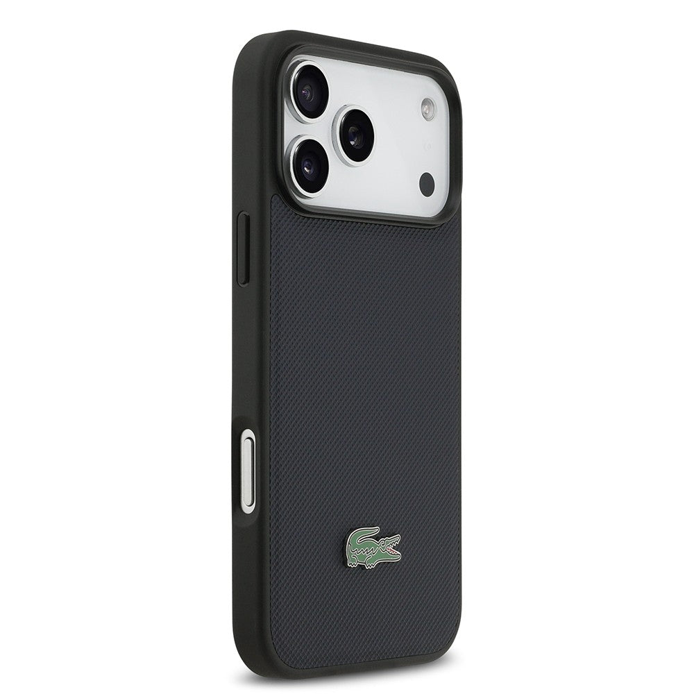 Apple iPhone 17 Pro Max Kılıf Lacoste Orjinal Lisanslı M-safe Şarj Özellikli PU Pike Desenli Metal Logolu Kapak