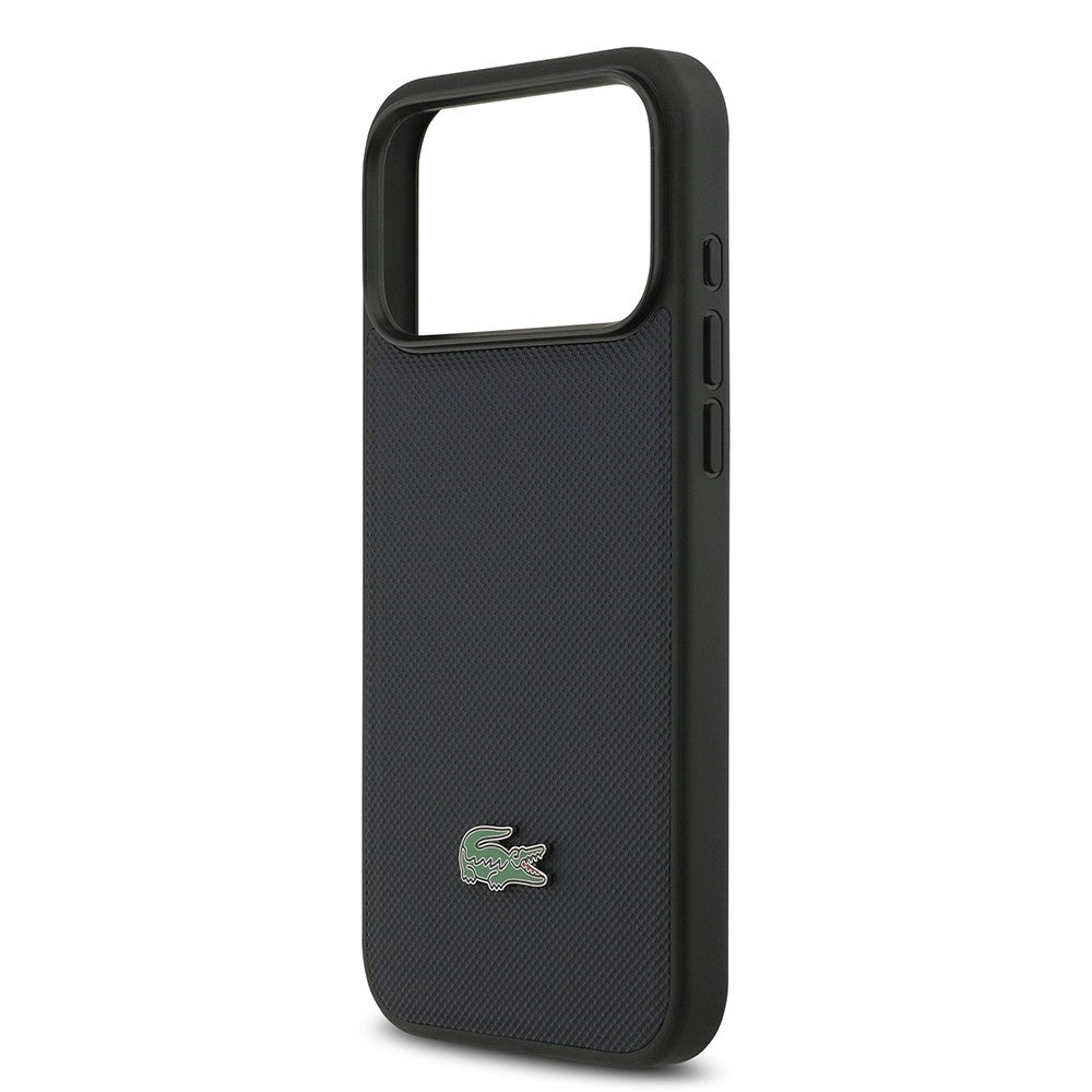 Apple iPhone 17 Pro Max Kılıf Lacoste Orjinal Lisanslı M-safe Şarj Özellikli PU Pike Desenli Metal Logolu Kapak