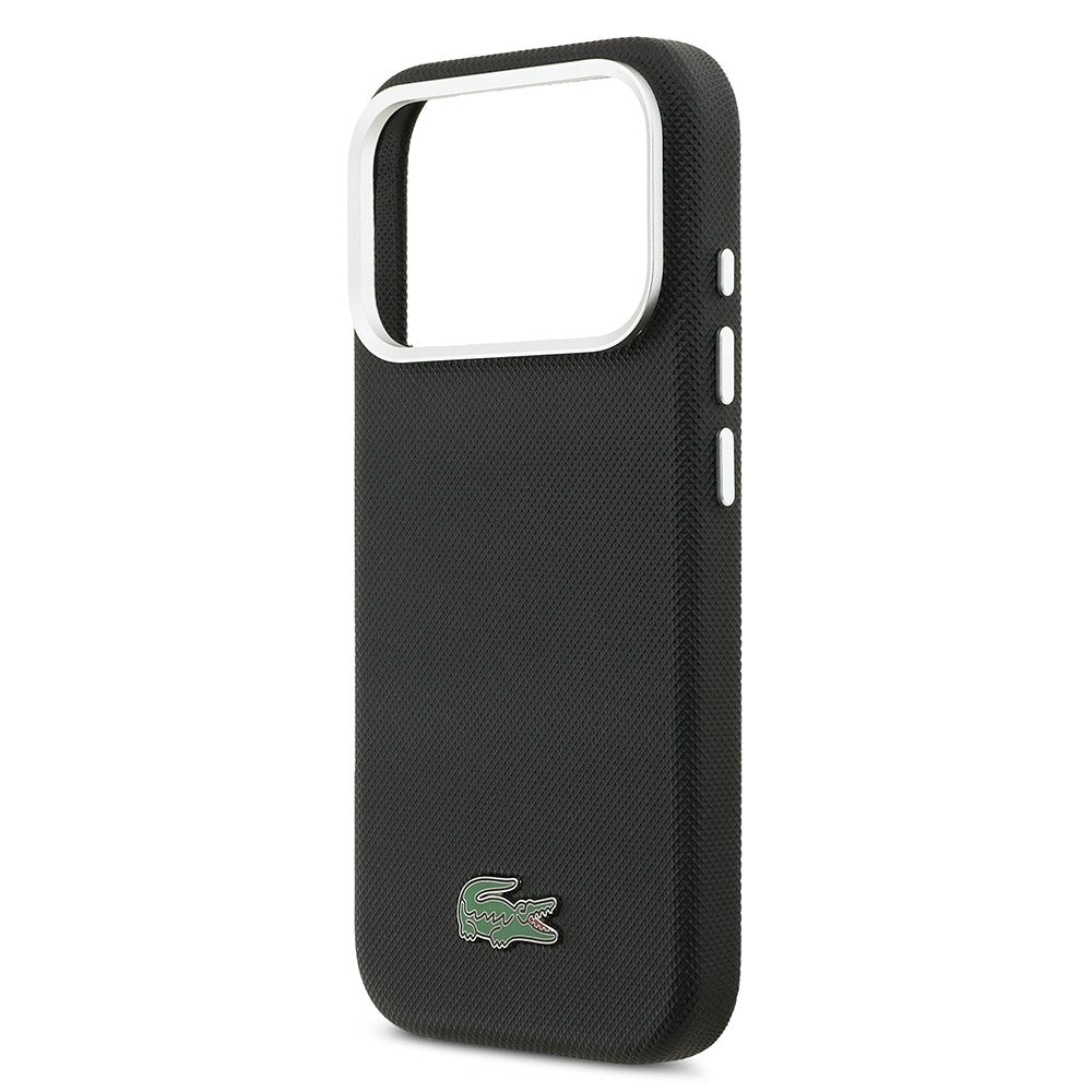 Apple iPhone 17 Pro Max Kılıf Lacoste Orjinal Lisanslı M-Safe Şarj Özellikli PVC Pike Desenli Arka Yüzey İkonik Timsah Dokuma Logolu Kapak