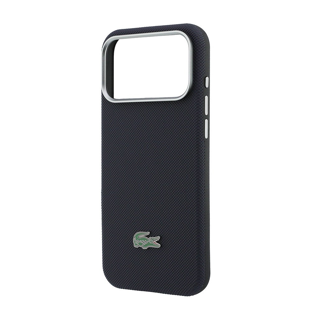 Apple iPhone 17 Pro Max Kılıf Lacoste Orjinal Lisanslı M-Safe Şarj Özellikli PVC Yarı Pike Desenli Arka Yüzey İkonik Timsah Dokuma Logolu Kapak