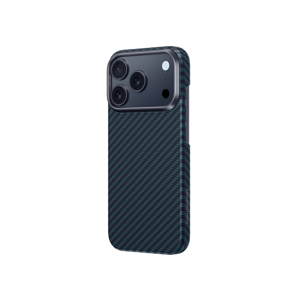 Apple iPhone 17 Pro Max Kılıf M-safe Şarj Özellikli 1500D Aramid Fiber Amazingthing Titan Max Serisi Kapak Mavi