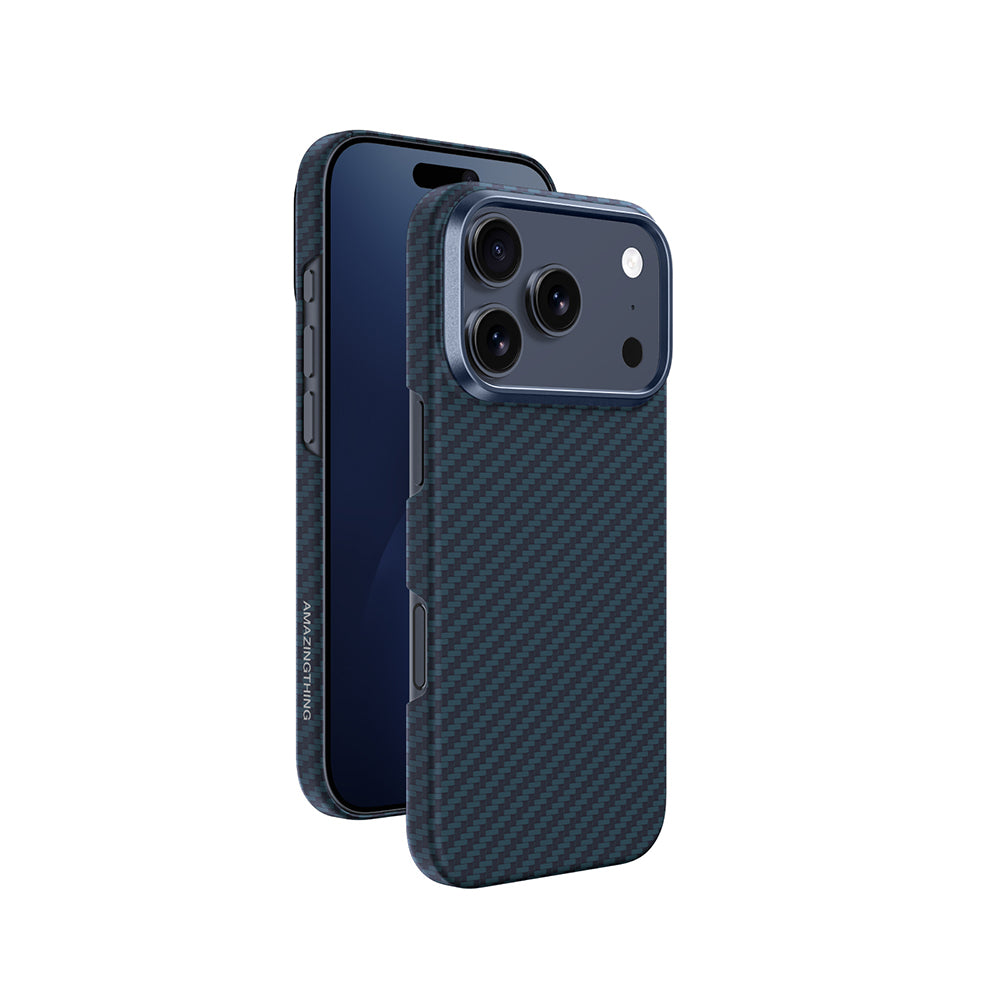 Apple iPhone 17 Pro Max Kılıf M-safe Şarj Özellikli 1500D Aramid Fiber Amazingthing Titan Max Serisi Kapak Mavi