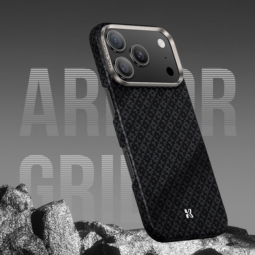 Apple iPhone 17 Pro Max Kılıf M-Safe Şarj Özellikli Benks ArmorAir ArmorGrid Serisi Kevlar Kapak Mavi