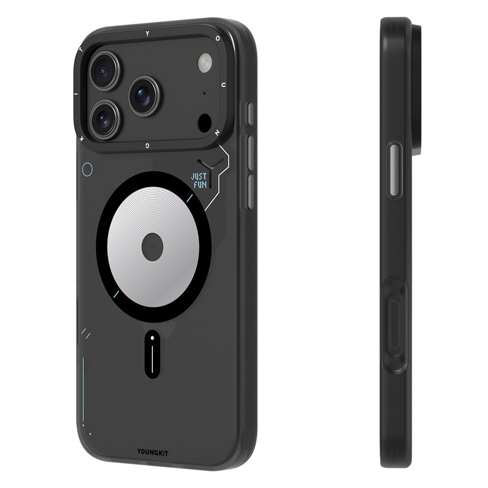 Apple iPhone 17 Pro Max Kılıf M-safe Şarj Özellikli Disk Desenli Youngkit Disc Battle Kapak Turuncu
