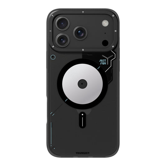 Apple iPhone 17 Pro Max Kılıf M-safe Şarj Özellikli Disk Desenli Youngkit Disc Battle Kapak Siyah