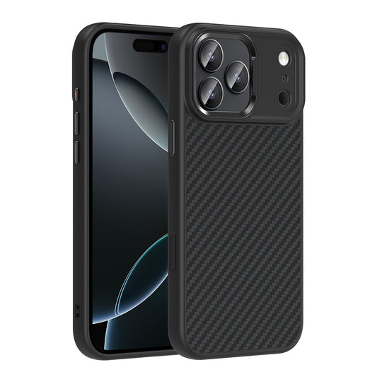 Apple iPhone 17 Pro Max Kılıf M-Safe Şarj Özellikli Karbon Fiber Görünümlü Zore Truva Silikon Kapak