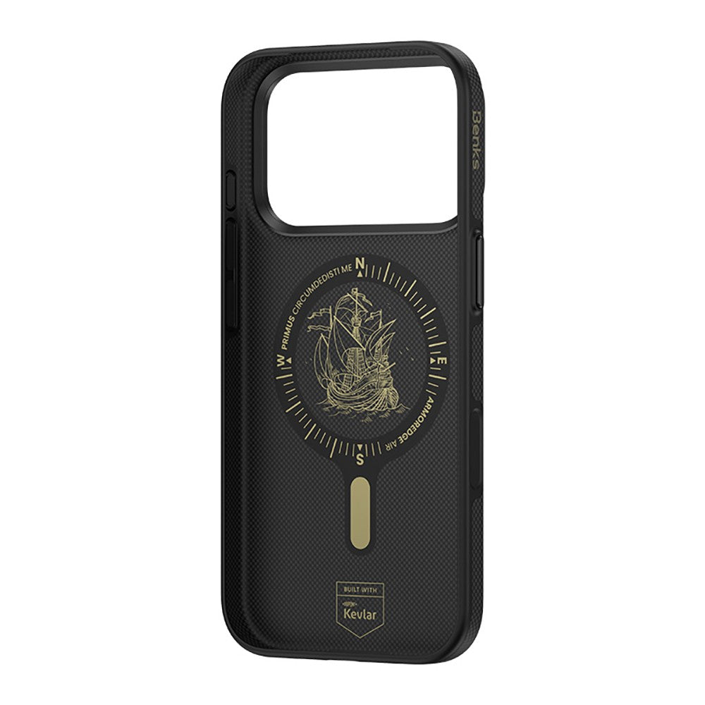 Apple iPhone 17 Pro Max Kılıf M-safe Şarj Özellikli Karbon Fiber Tasarımlı Benks ArmorEdge Air Navigator Kevlar Kapak
