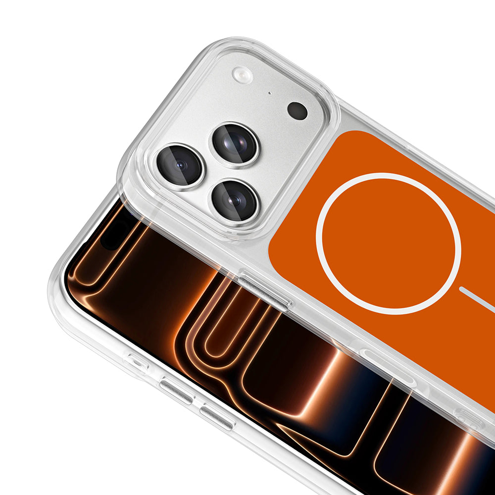 Apple iPhone 17 Pro Max Kılıf M-Safe Şarj Özellikli Metal Buton Tasarımlı Zore İkonik Sert Silikon Kapak Beyaz