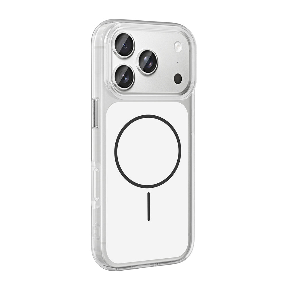 Apple iPhone 17 Pro Max Kılıf M-Safe Şarj Özellikli Metal Buton Tasarımlı Zore İkonik Sert Silikon Kapak Turuncu