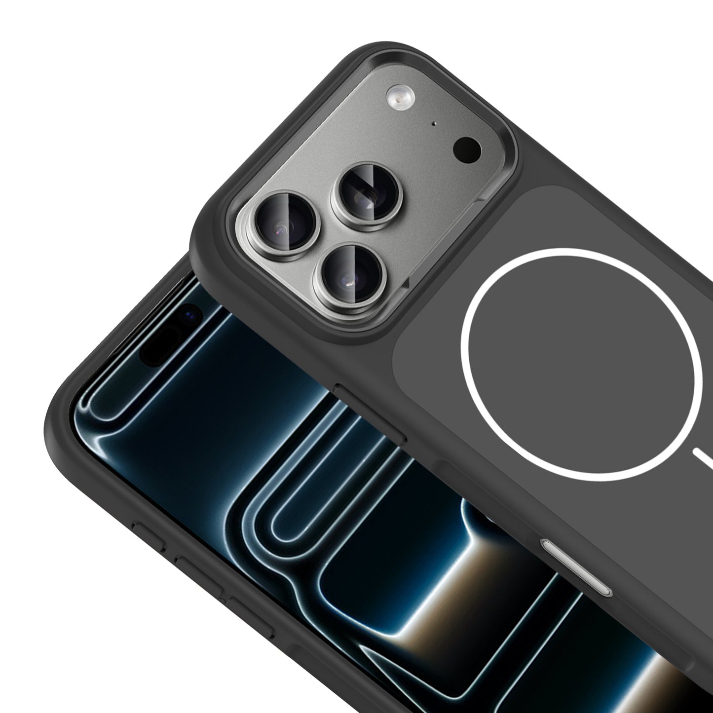 Apple iPhone 17 Pro Max Kılıf M-Safe Şarj Özellikli Metal Kamera Çerçeveli Zore Sanremo Silikon Kapak Siyah