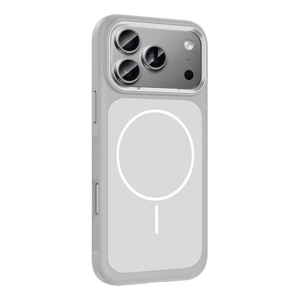 Apple iPhone 17 Pro Max Kılıf M-Safe Şarj Özellikli Metal Kamera Çerçeveli Zore Sanremo Silikon Kapak Turuncu