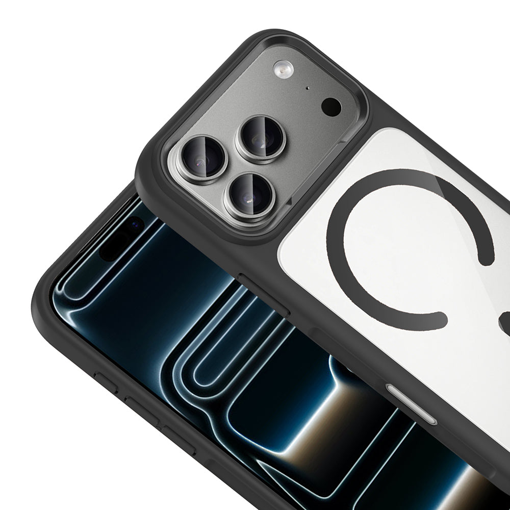 Apple iPhone 17 Pro Max Kılıf M-Safe Şarj Özellikli Metal Kamera Çerçeveli Zore Tiko Kapak Gri