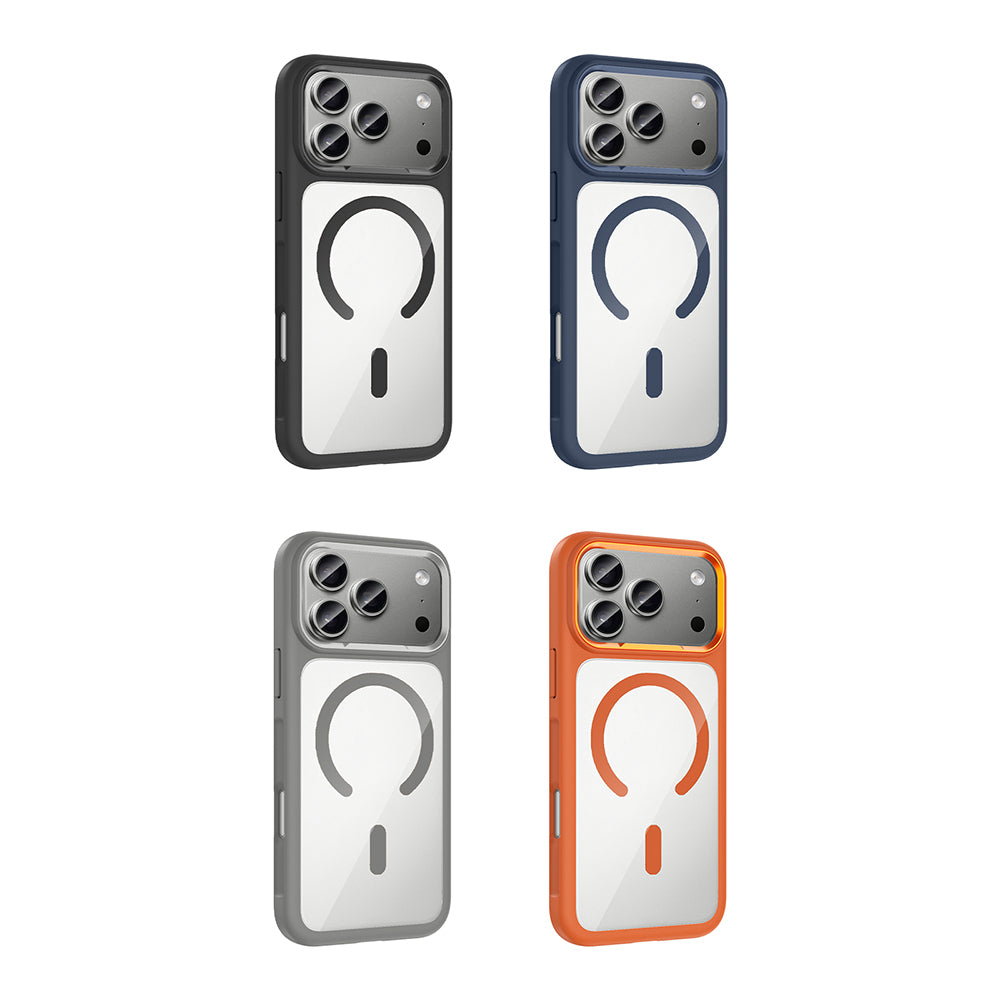 Apple iPhone 17 Pro Max Kılıf M-Safe Şarj Özellikli Metal Kamera Çerçeveli Zore Tiko Kapak Turuncu