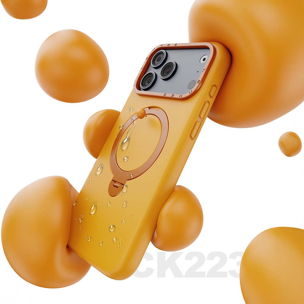 Apple iPhone 17 Pro Max Kılıf M-safe Şarj Özellikli Metal Standlı Sıvı Silikon Lenyes CK223 Kapak