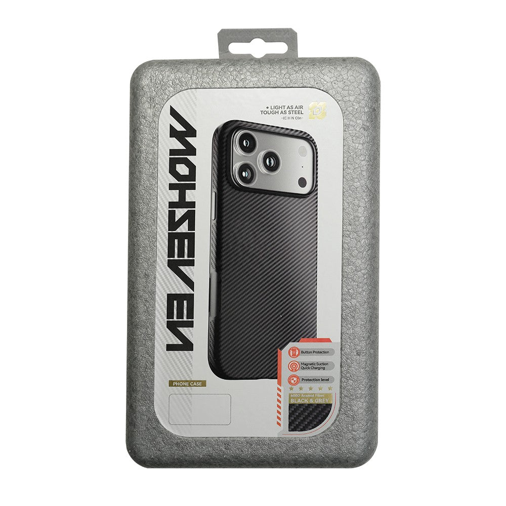 Apple iPhone 17 Pro Max Kılıf M-safe Şarj Özellikli Mohseven 600D Aramid Fiber Kapak